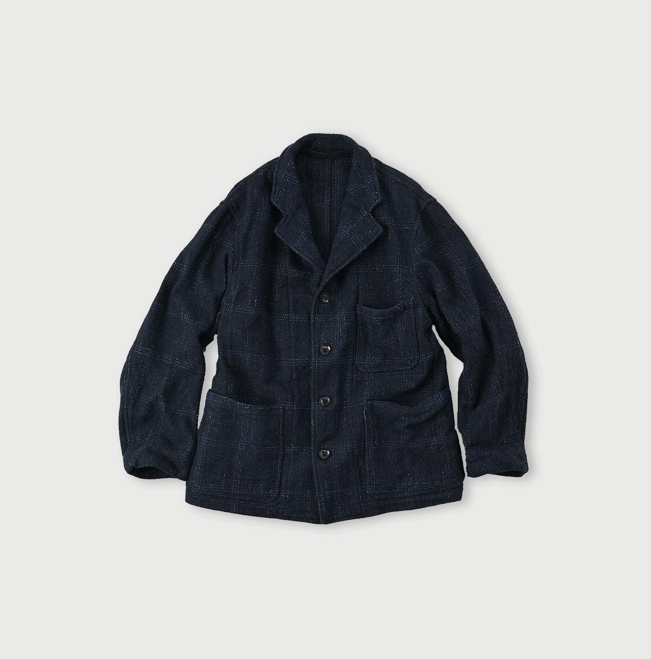 Indigo Cotton Tweed Working Jacket Men