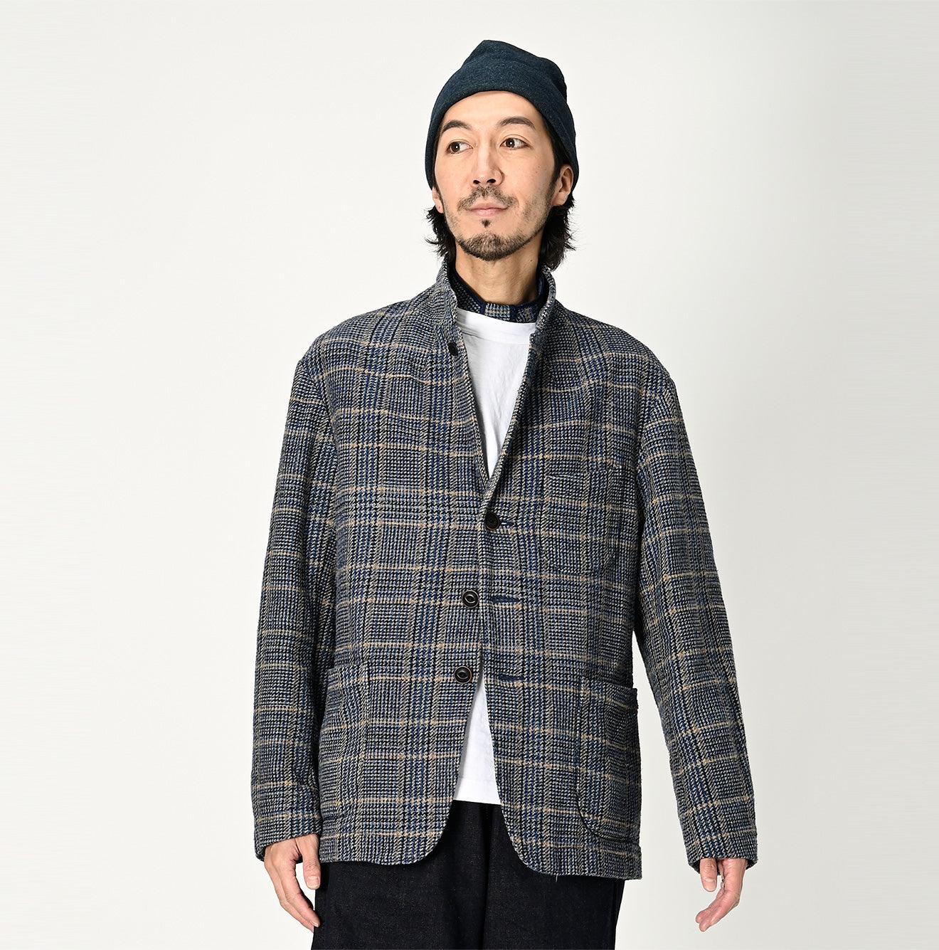Indigo Cotton Tweed Miyuki Jacket Men