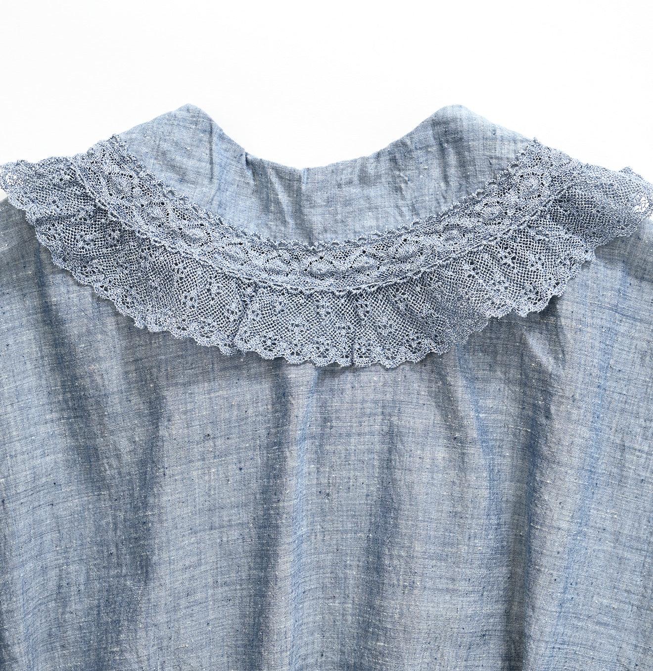 Ai Indigo Khadi Lace Frilled M-shirt