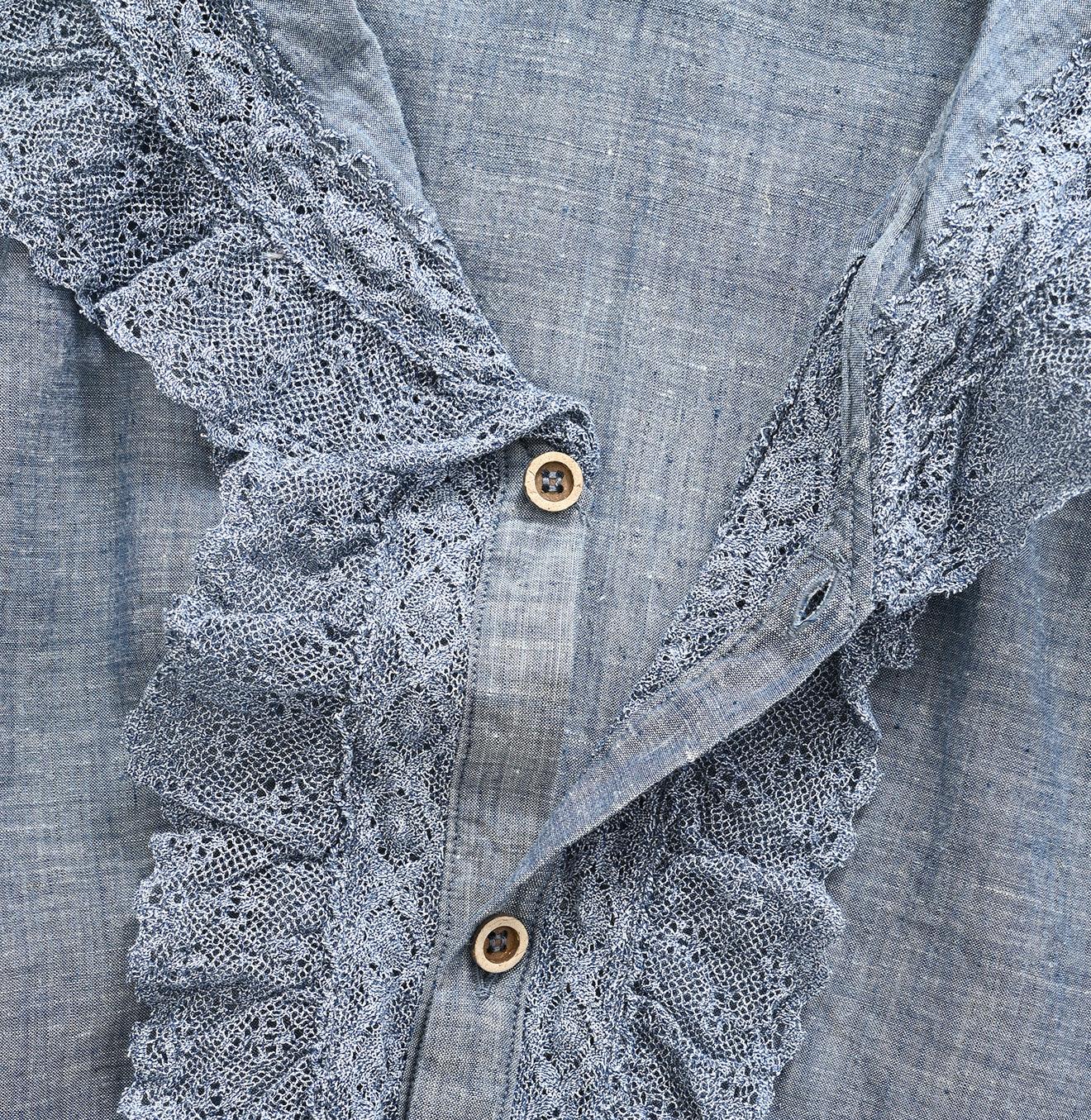 Ai Indigo Khadi Lace Frilled M-shirt