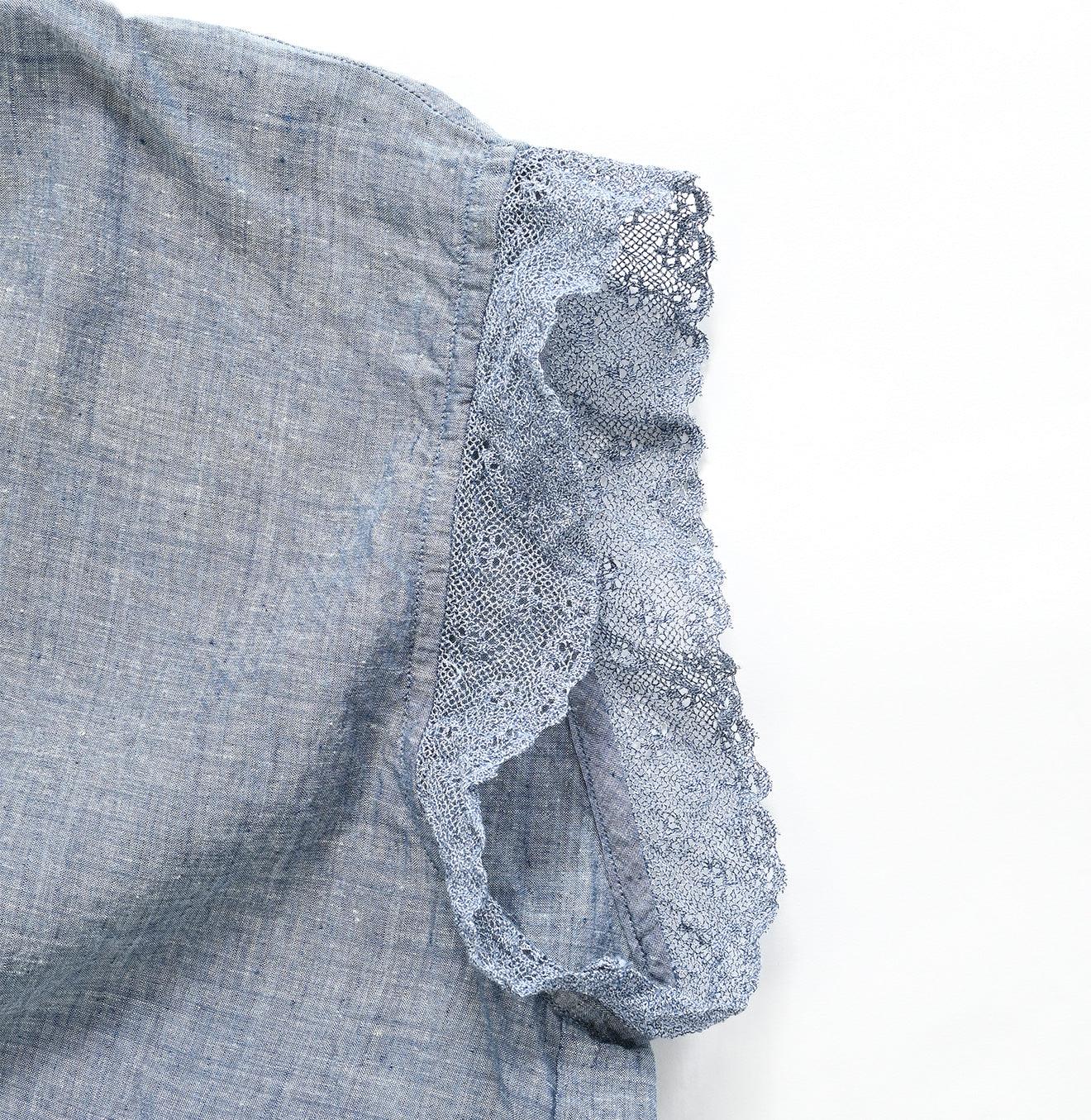 Ai Indigo Khadi Lace Frilled M-shirt