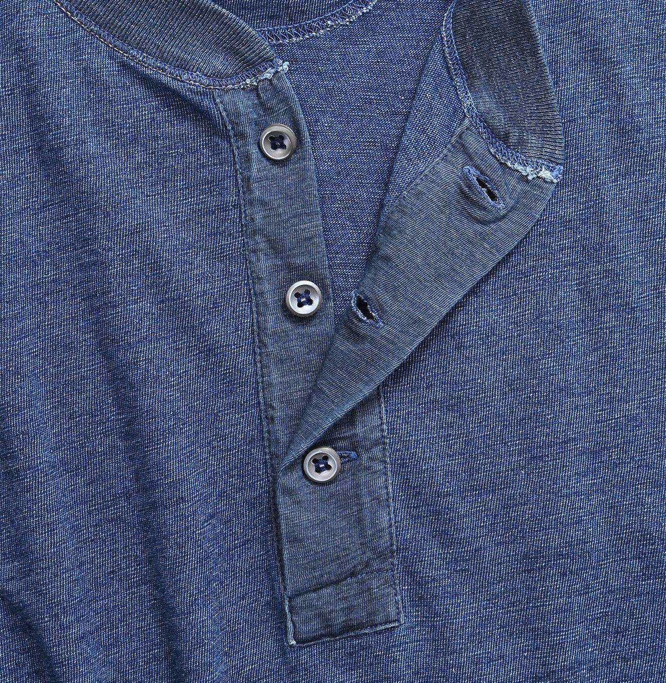 Indigo 908 Henley Short Sleeve T-shirt Distressed