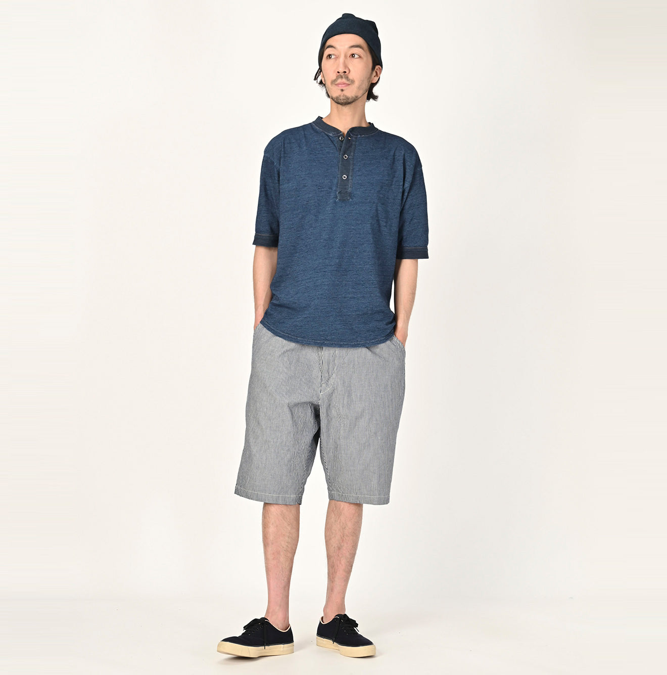 Indigo 908 Henley Short Sleeve T-shirt Distressed