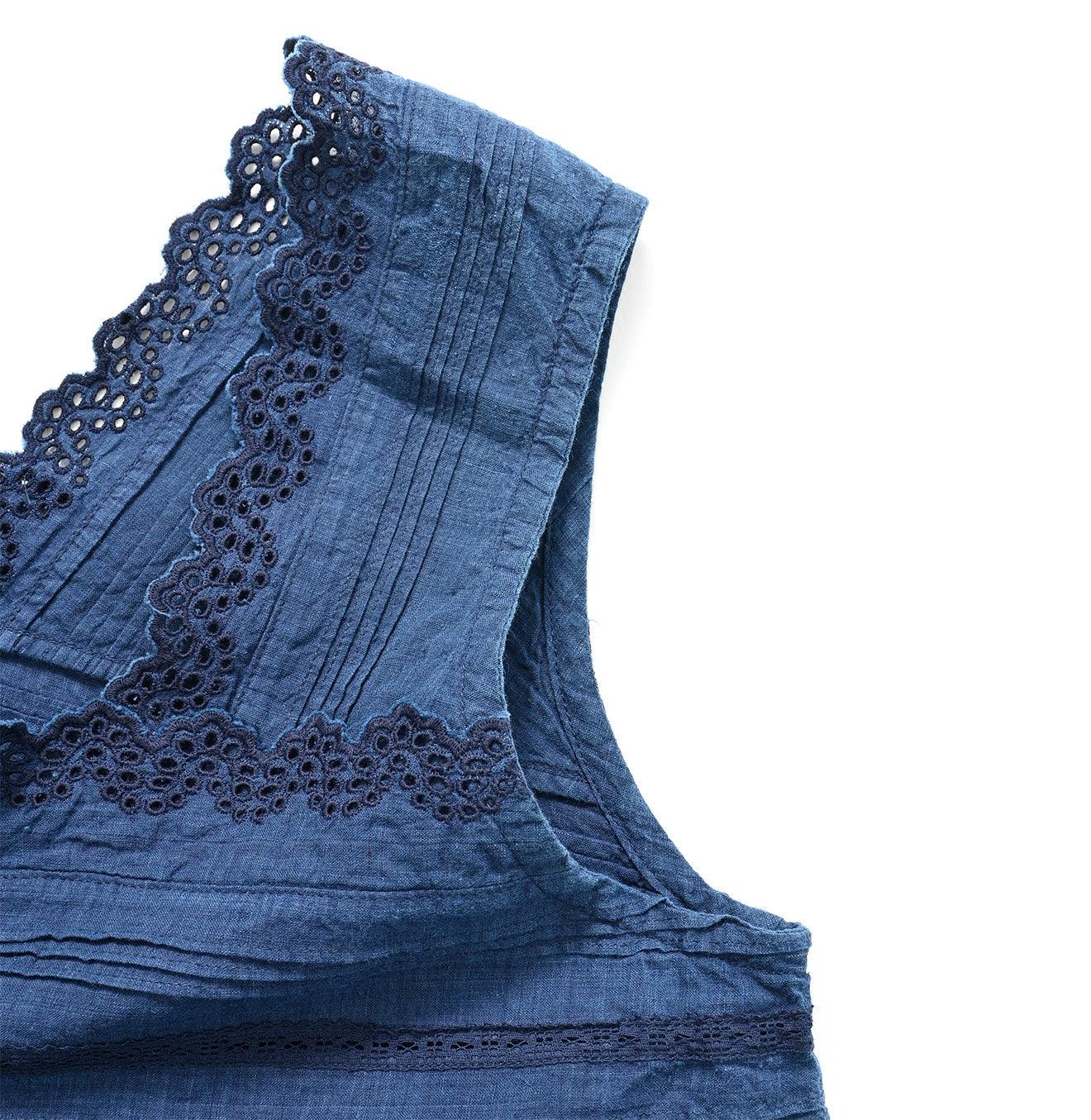 Ai Indigo Khadi Lace de Sleeveless Top