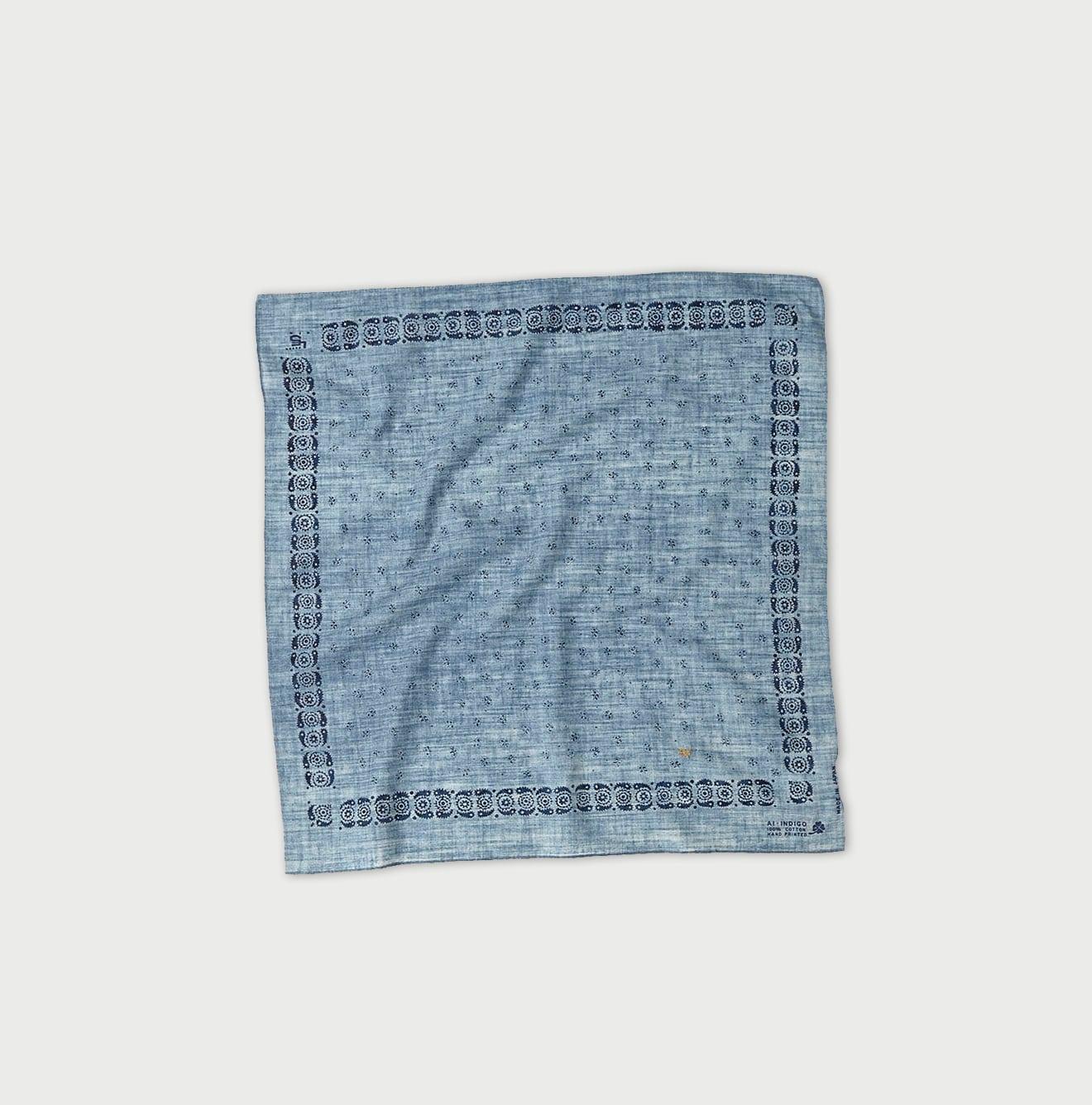 Indigo Selvage Armish Flower Bandana