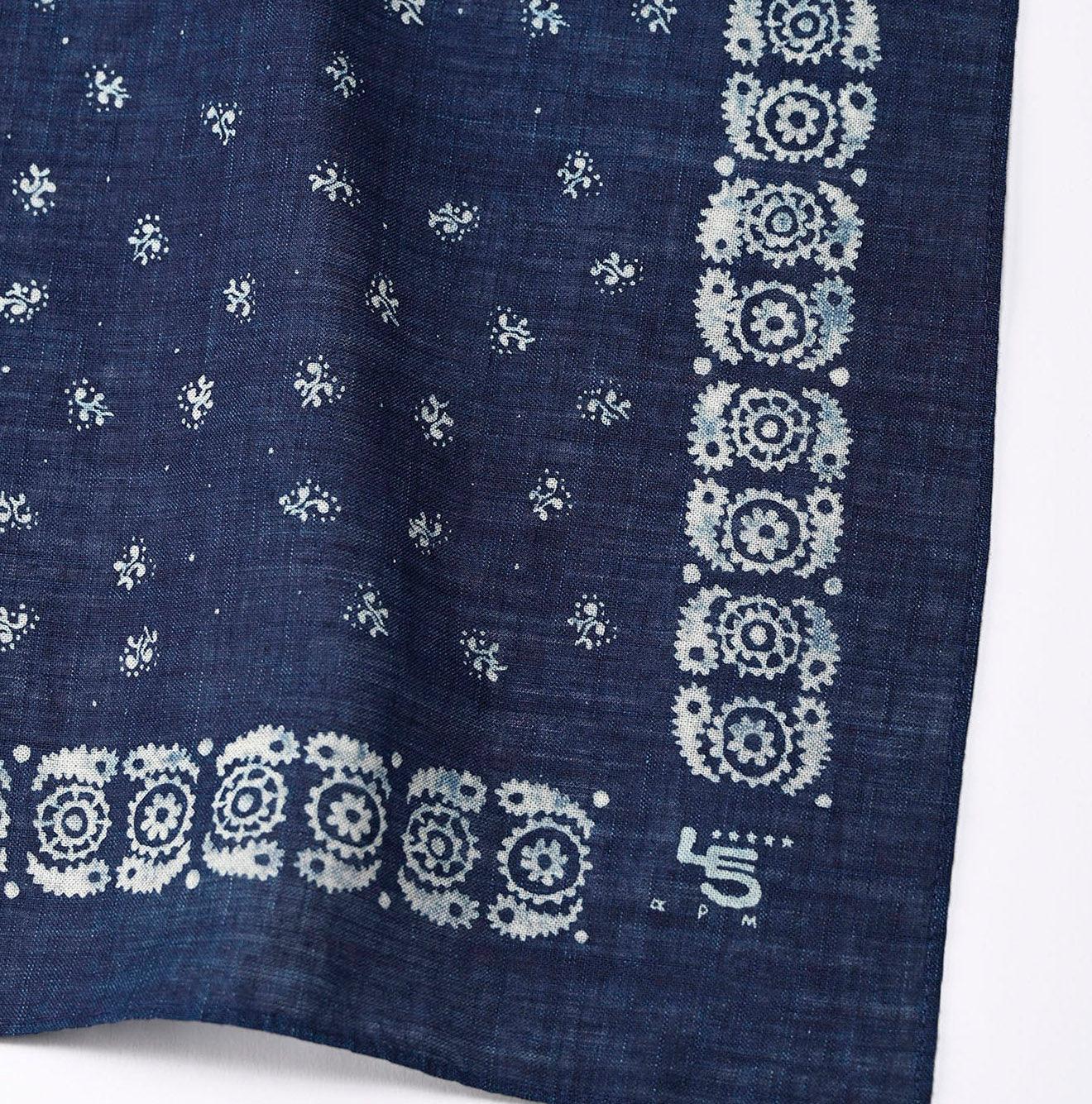 Indigo Selvage Armish Flower Bandana