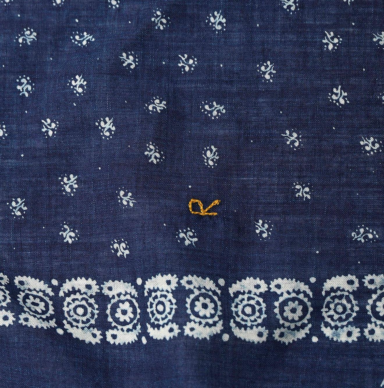 Indigo Selvage Armish Flower Bandana