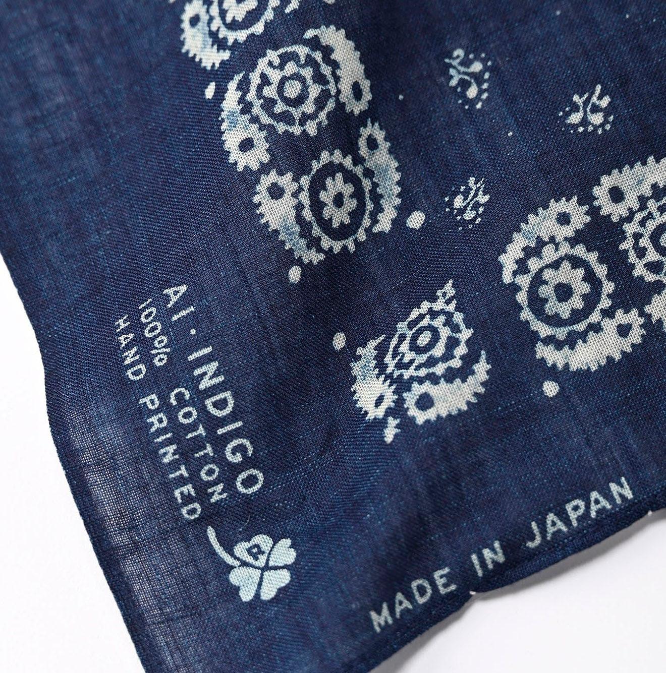 Indigo Selvage Armish Flower Bandana