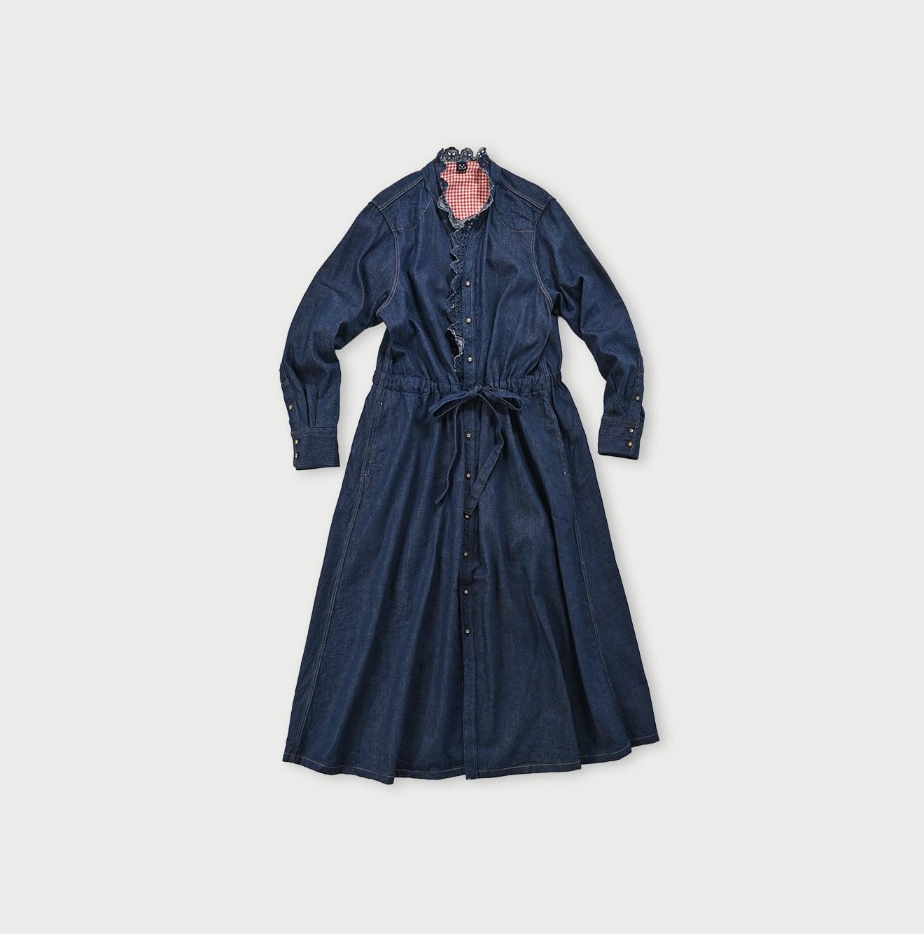 Shirt Denim Cutwork Frilled Dress