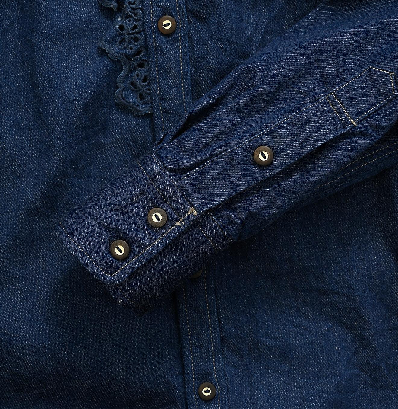 Shirt Denim Cutwork Frilled Dress