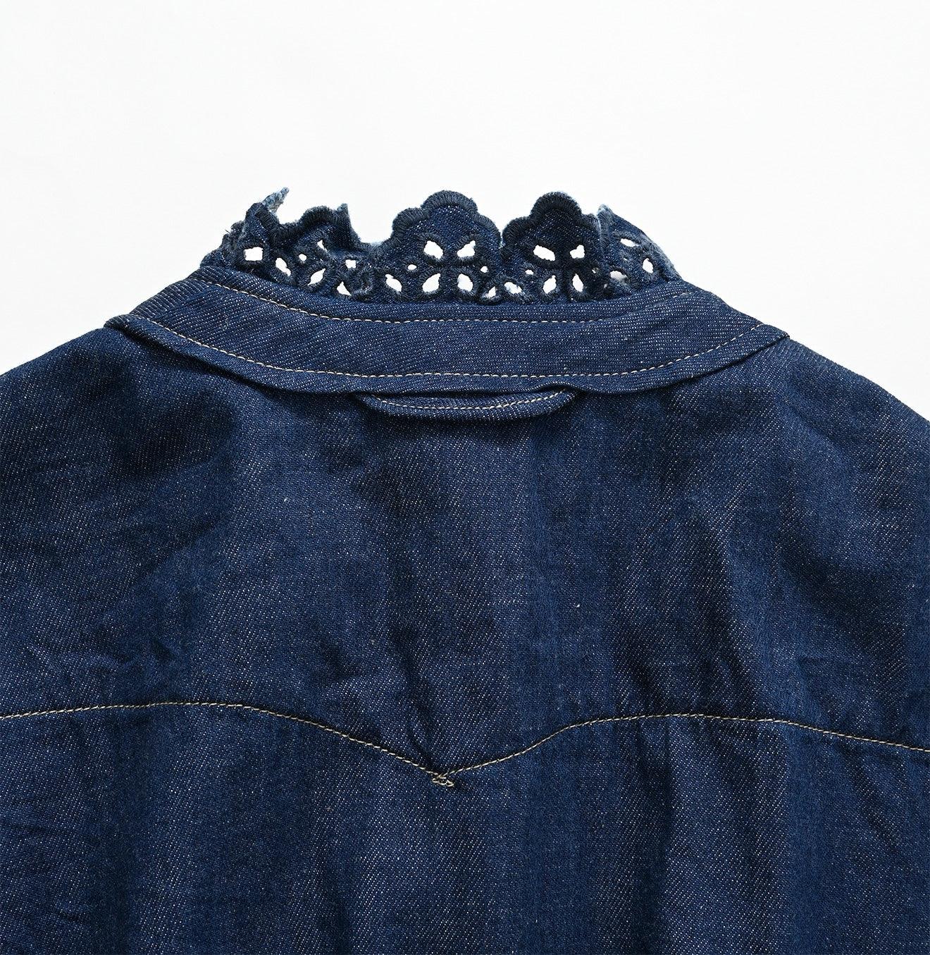 Shirt Denim Cutwork Frilled Dress