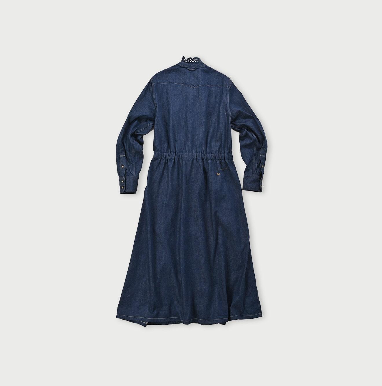 Shirt Denim Cutwork Frilled Dress