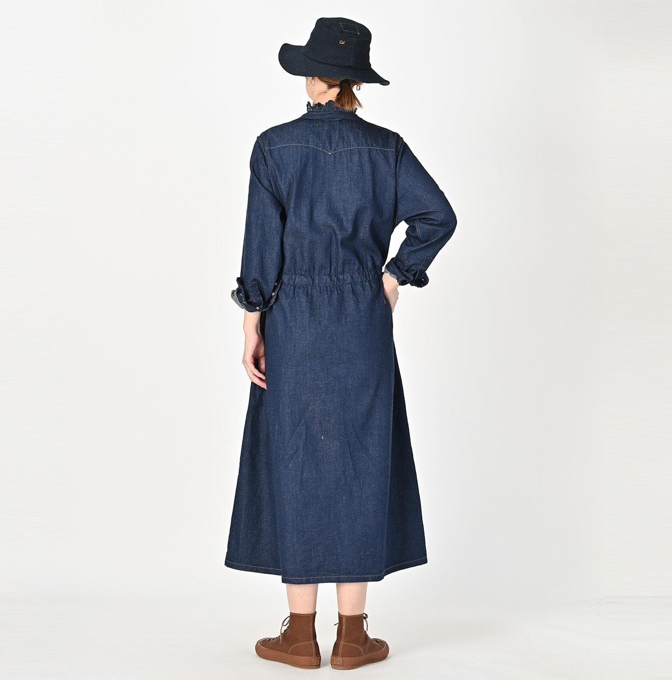 Shirt Denim Cutwork Frilled Dress