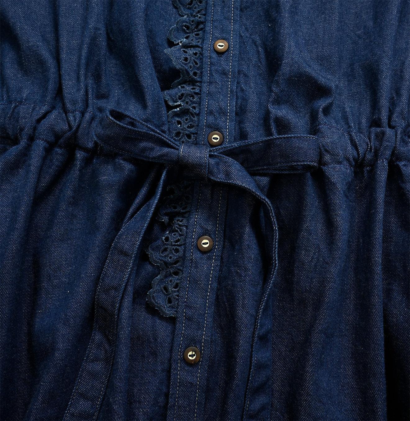 Shirt Denim Cutwork Frilled Dress