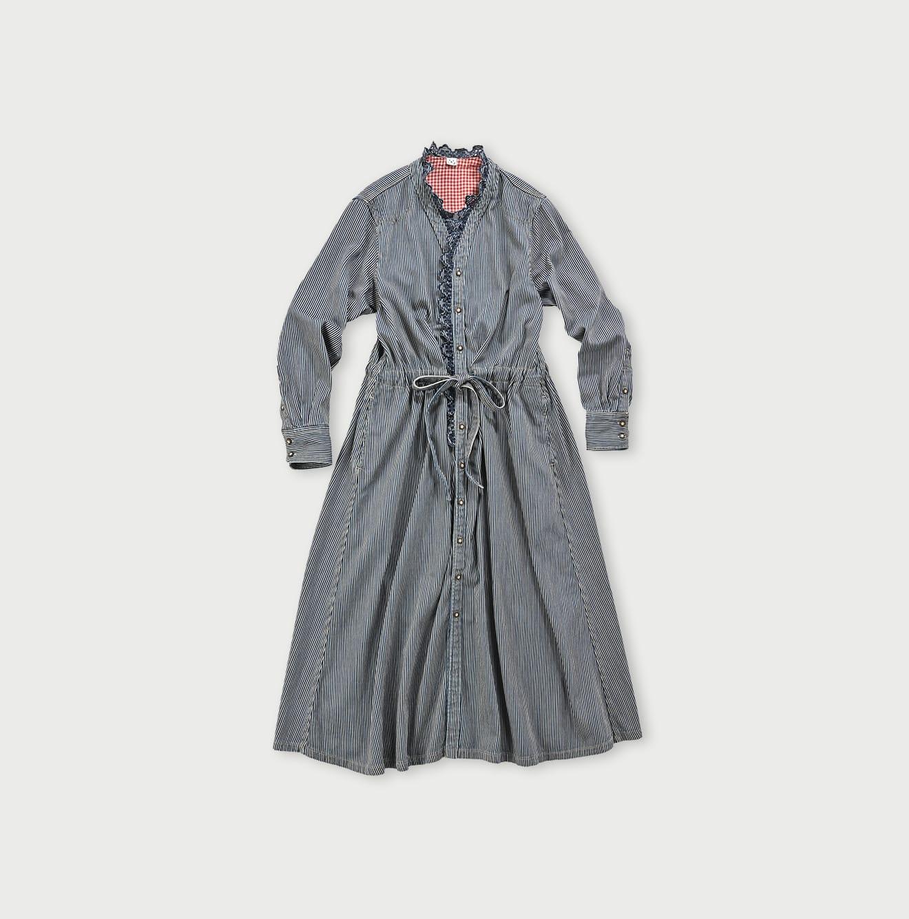 Shirt Denim Cutwork Frilled Dress Distressed