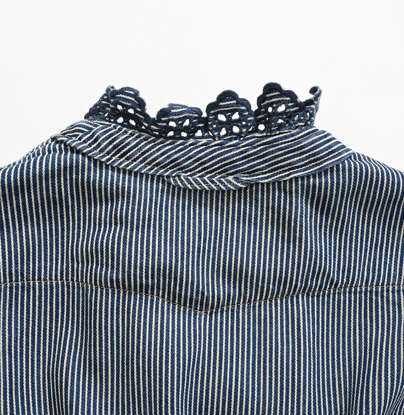 Shirt Denim Cutwork Frilled Dress Distressed
