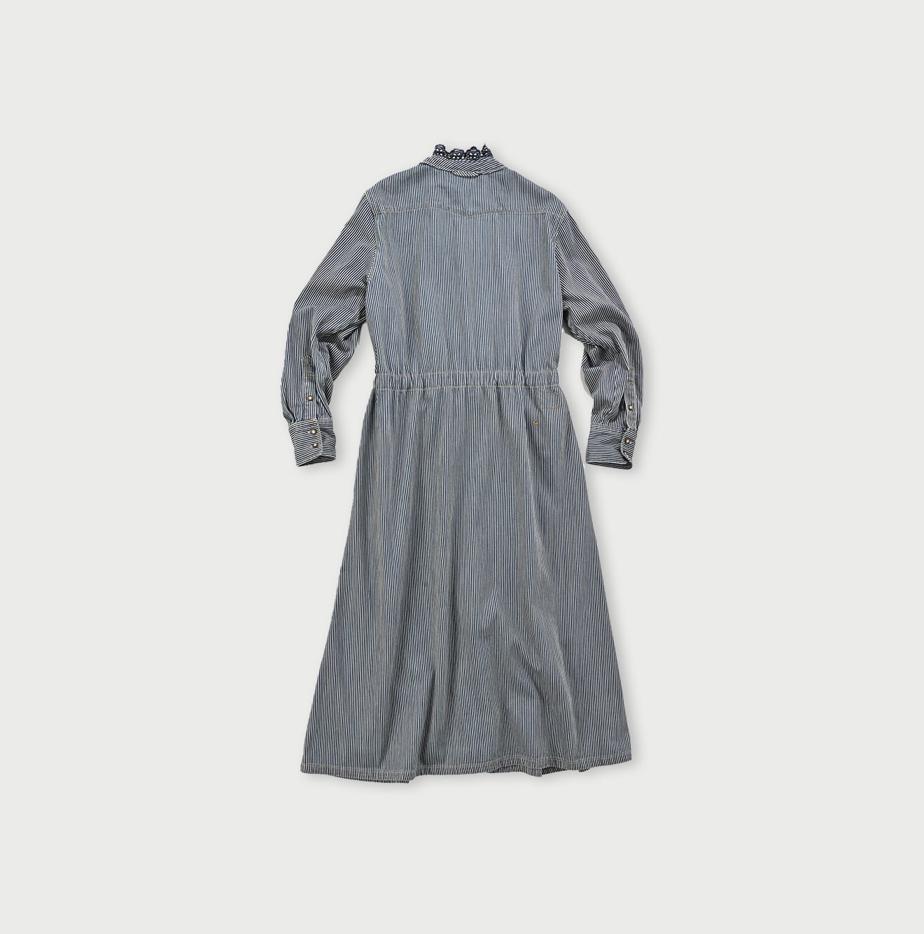 Shirt Denim Cutwork Frilled Dress Distressed