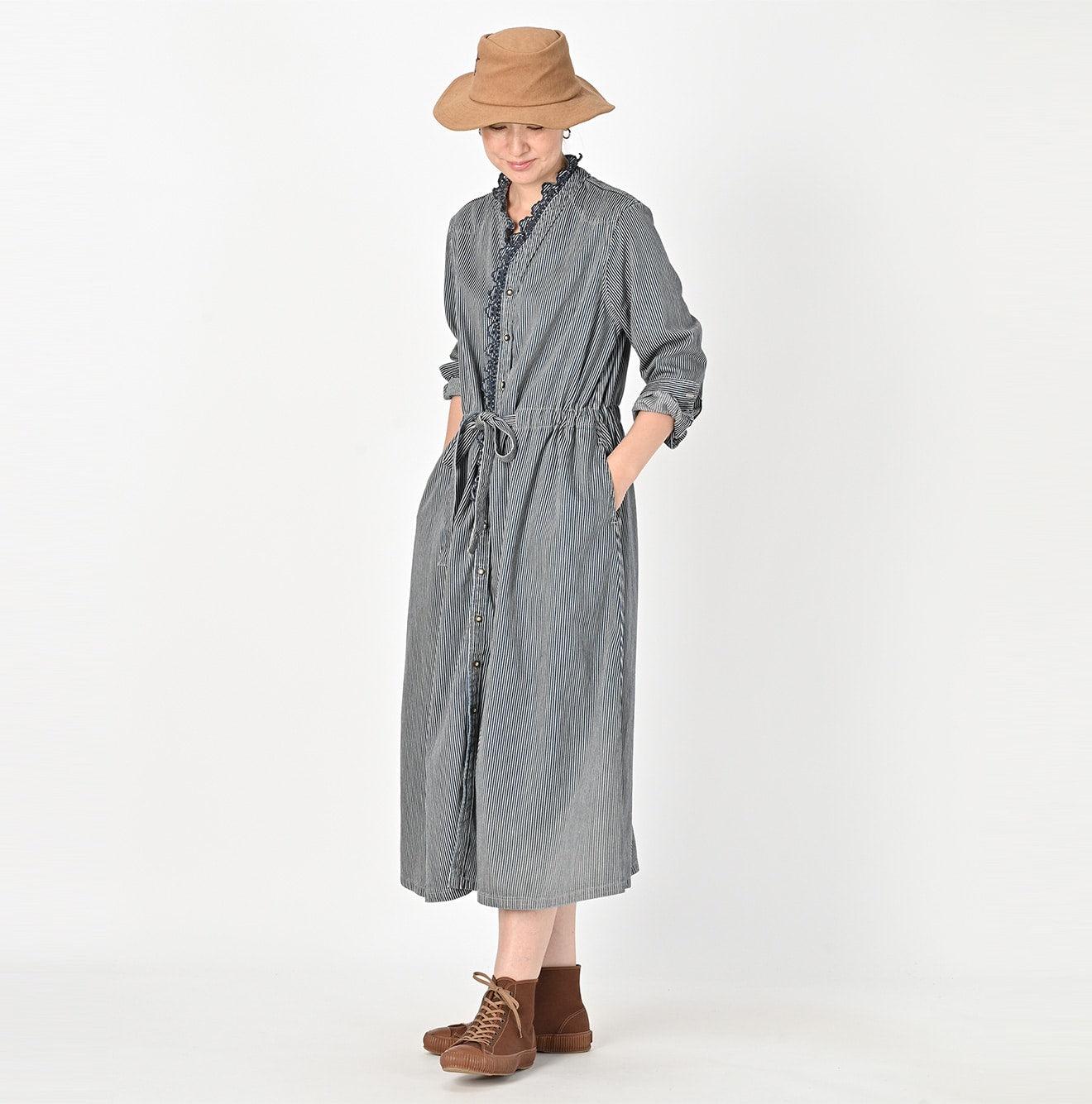 Shirt Denim Cutwork Frilled Dress Distressed