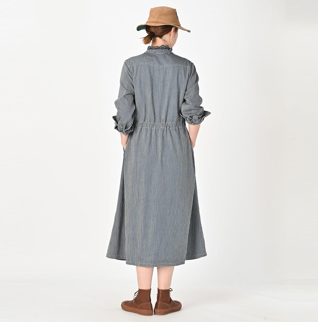 Shirt Denim Cutwork Frilled Dress Distressed