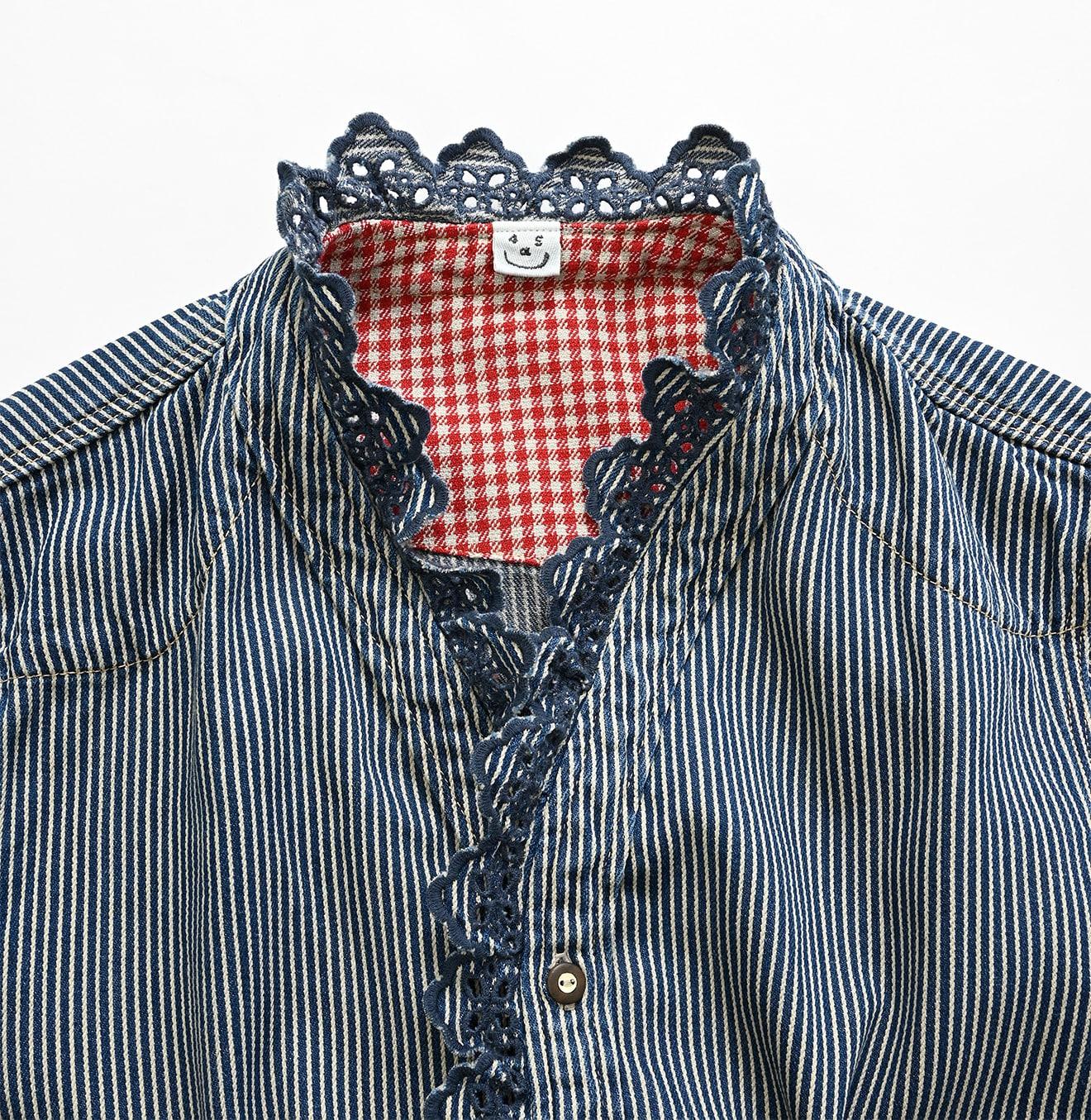 Shirt Denim Cutwork Frilled Dress Distressed