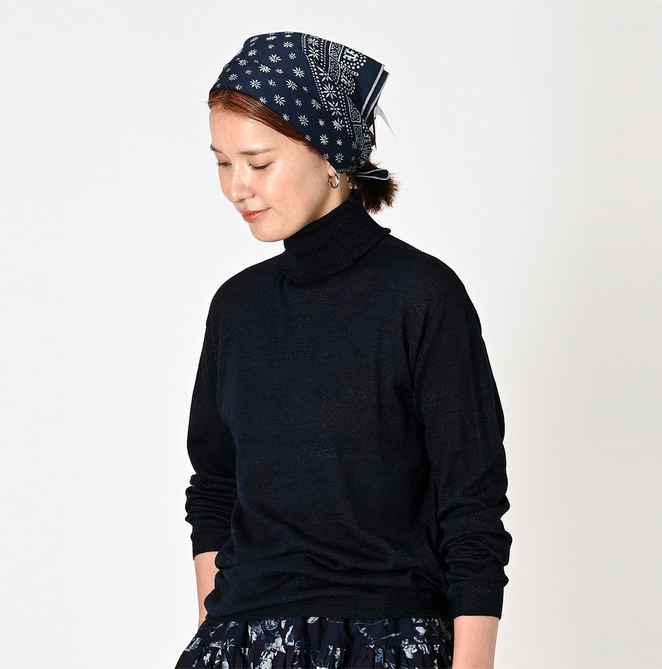 Indigo Super Gauze Wholegarment 908 Turtleneck