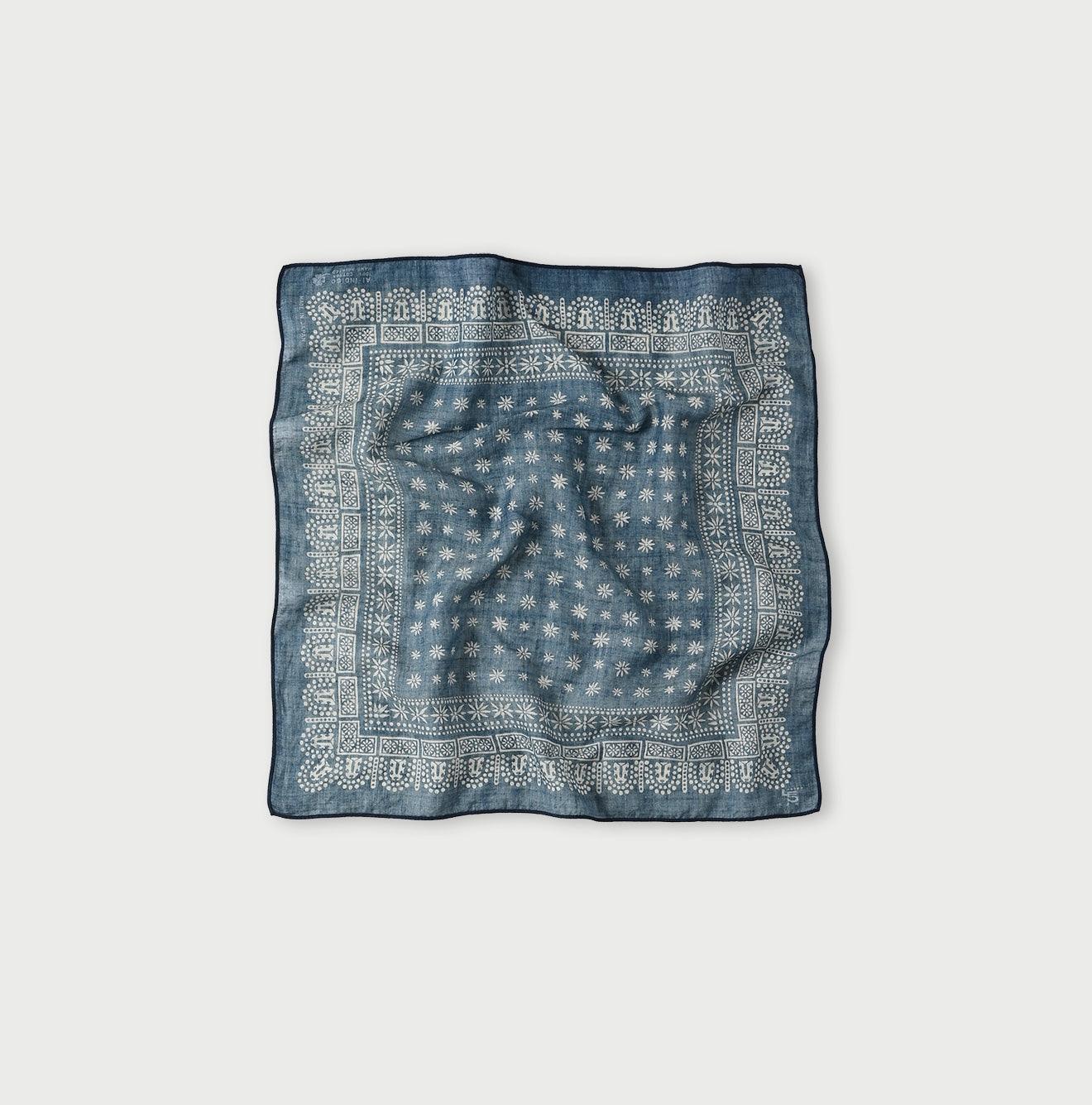 Indigo Supima Organic Twill Square Lace Bandana