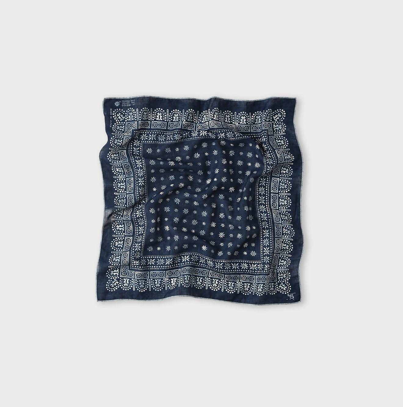 Indigo Supima Organic Twill Square Lace Bandana
