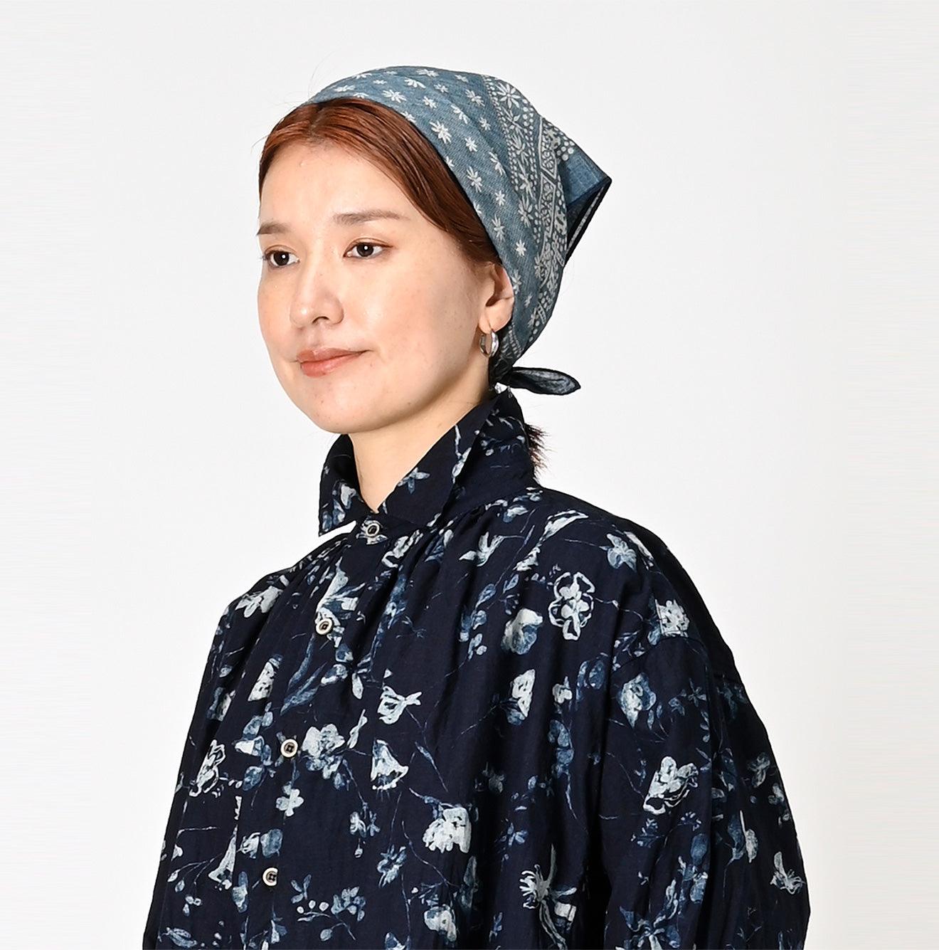 Indigo Supima Organic Twill Square Lace Bandana