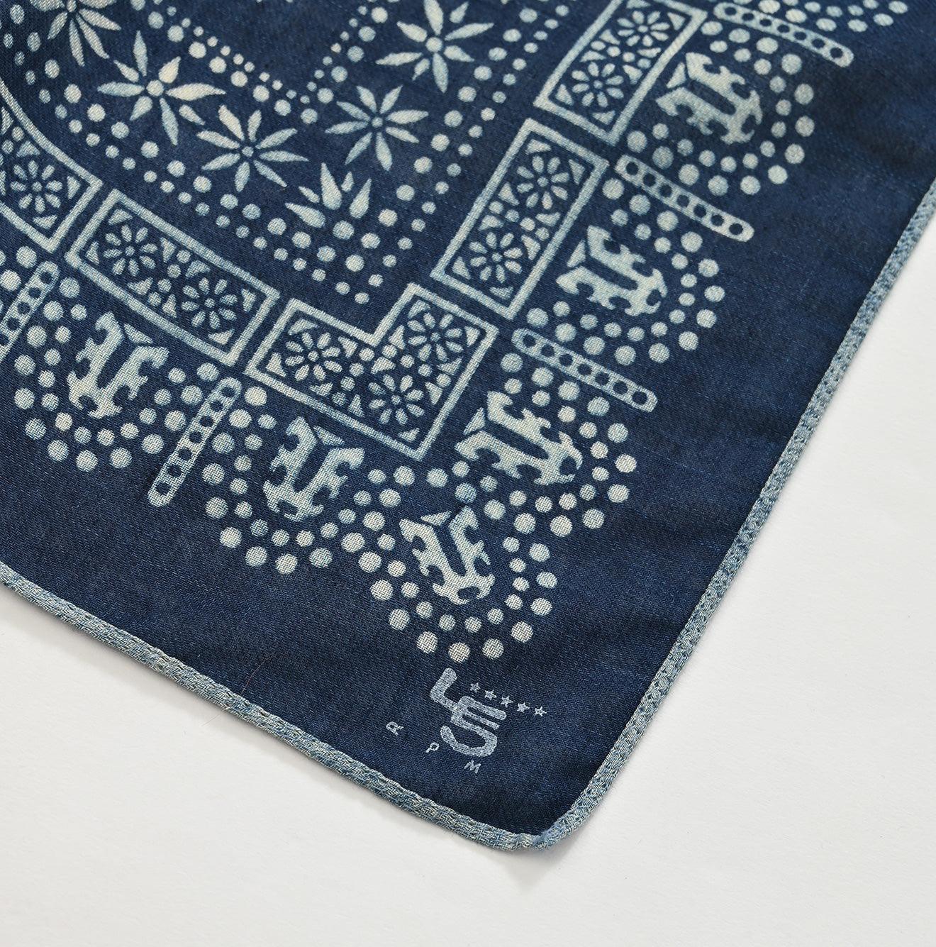 Indigo Supima Organic Twill Square Lace Bandana