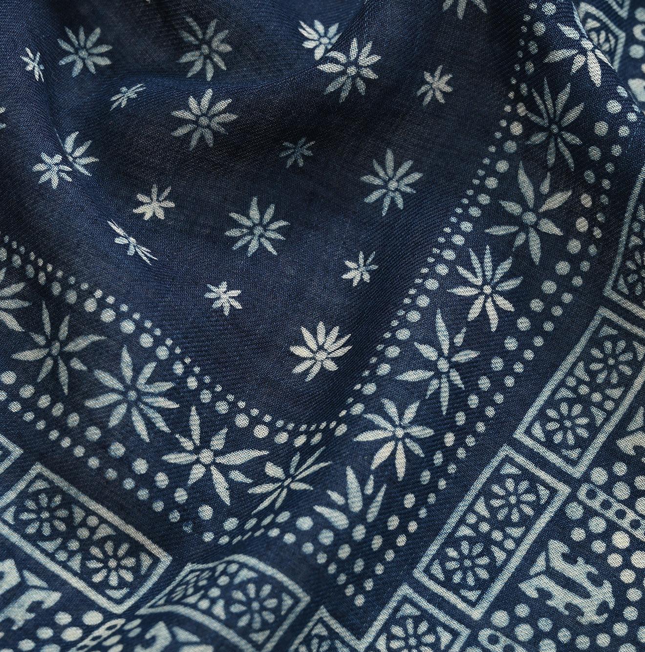 Indigo Supima Organic Twill Square Lace Bandana