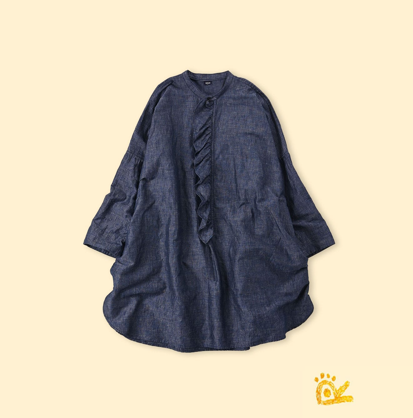 ONEONE Indigo Linen Frilled Tunic – 45R Global