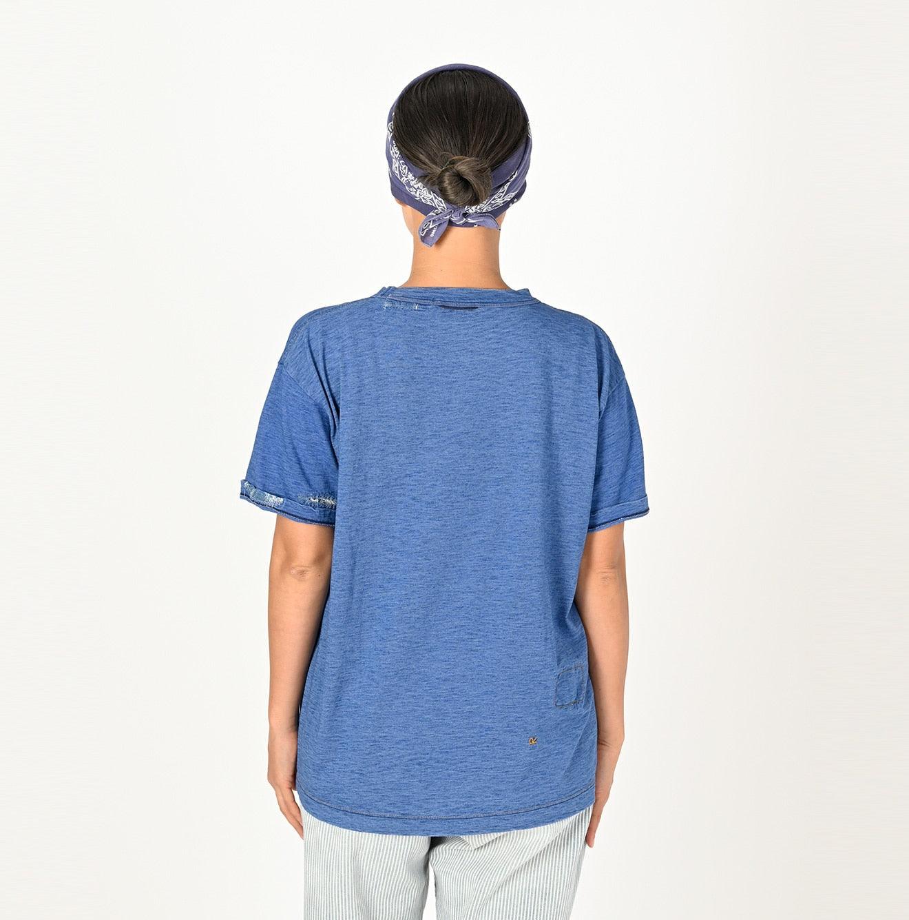Futatabi Indigo Tenjiku 908 Bandana-mended Ocean T-shirt