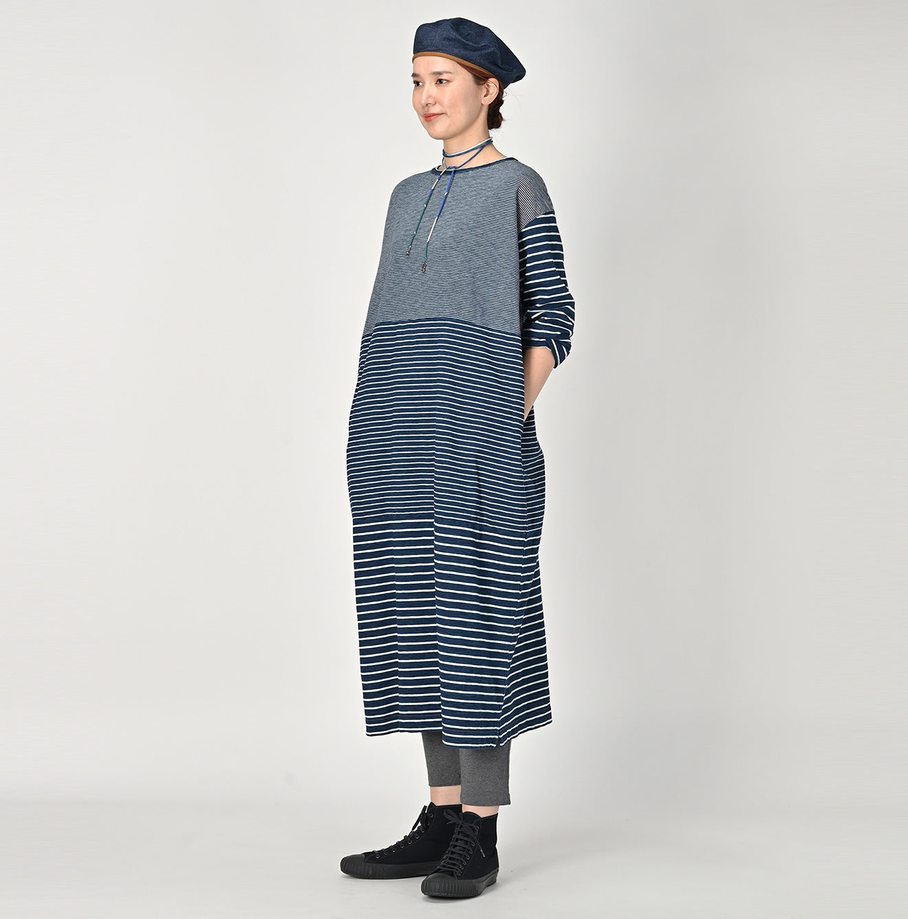 Indigo Stripe Tenjiku Dress (size 4)