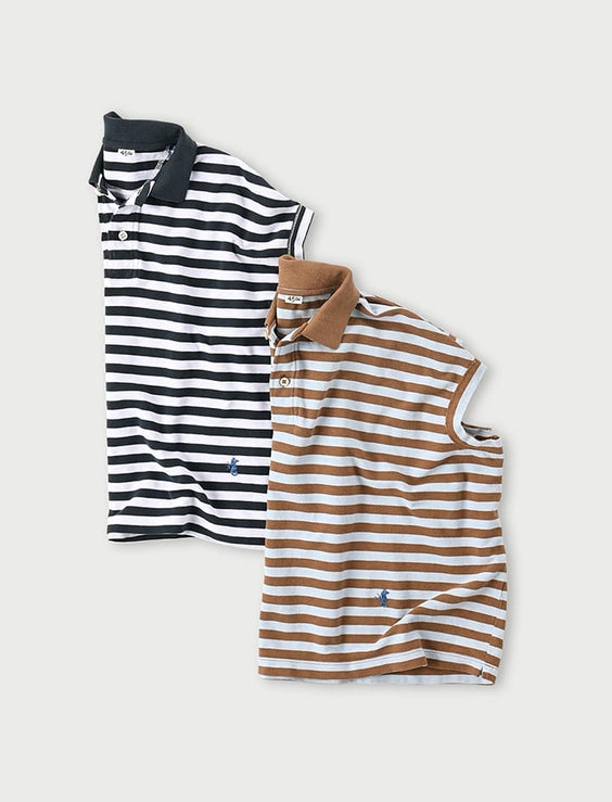 Cotton Pique Stripe M-camisole Polo