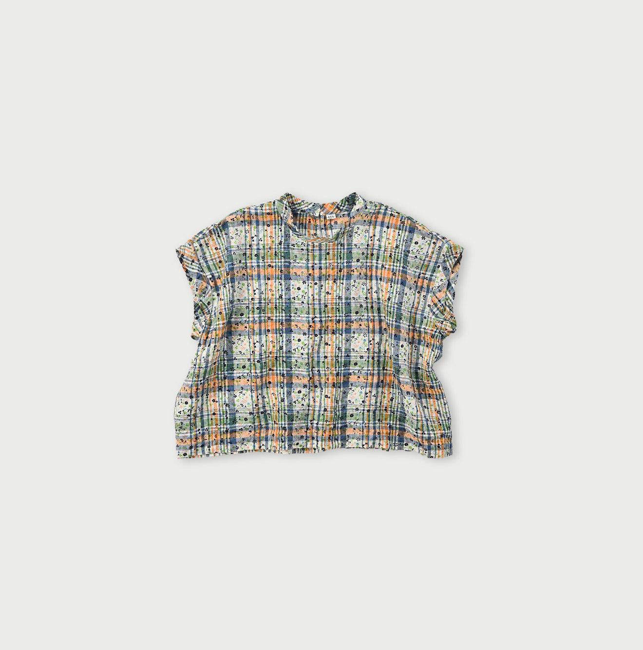 Linen Madras Flower M-shirt