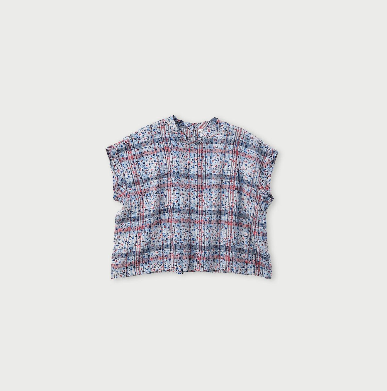 Linen Madras Flower M-shirt