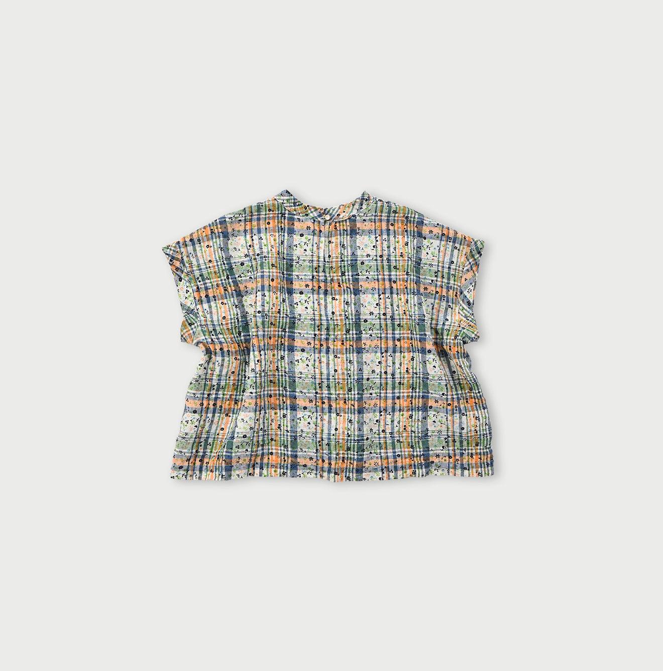 Linen Madras Flower M-shirt