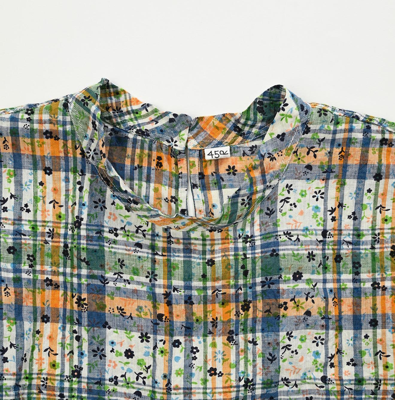 Linen Madras Flower M-shirt