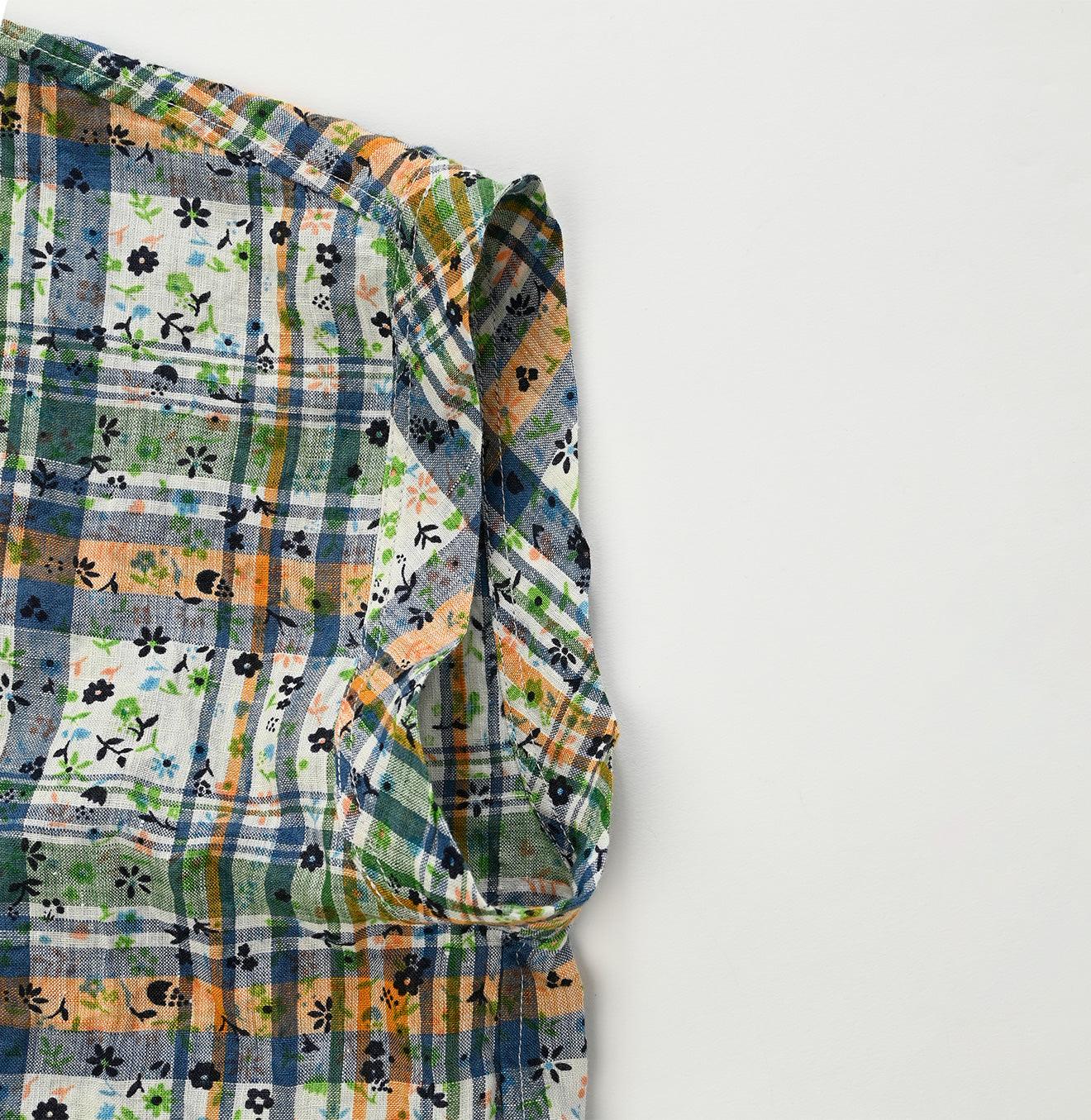 Linen Madras Flower M-shirt