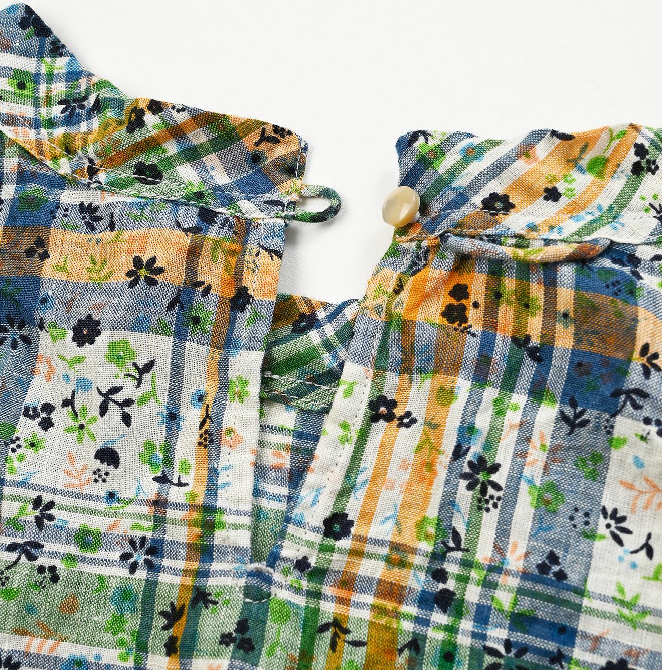Linen Madras Flower M-shirt