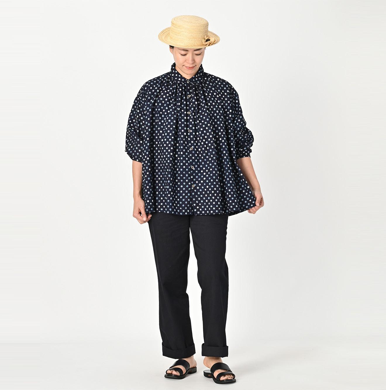 Indigo Dots Kushukushu Blouse