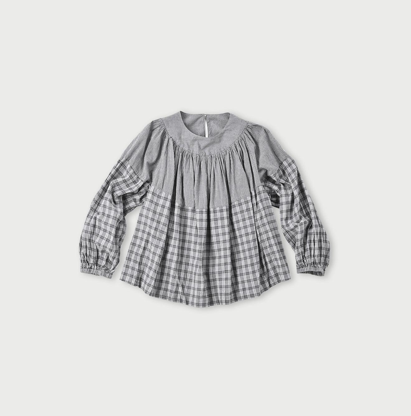 Tsuyukaze Khadi Mix Tuck Gathered Blouse