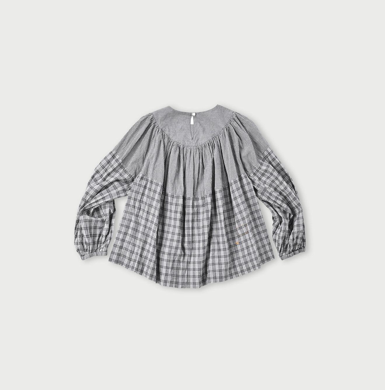 Tsuyukaze Khadi Mix Tuck Gathered Blouse