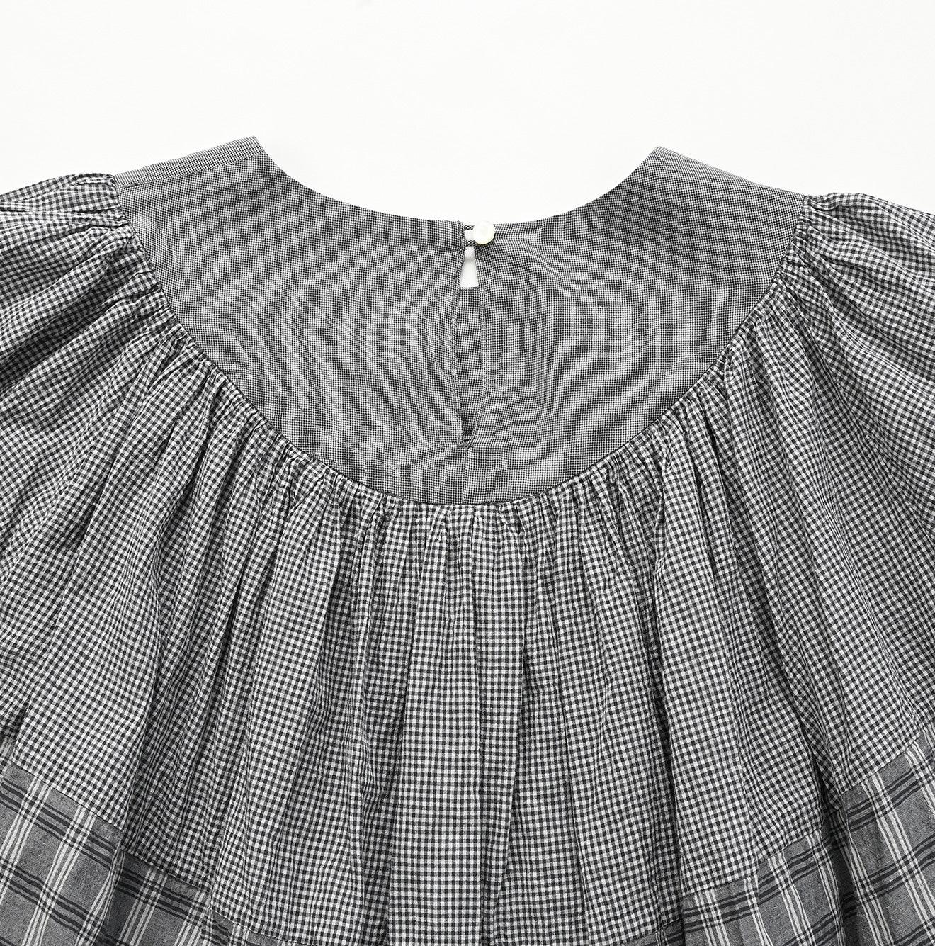Tsuyukaze Khadi Mix Tuck Gathered Blouse