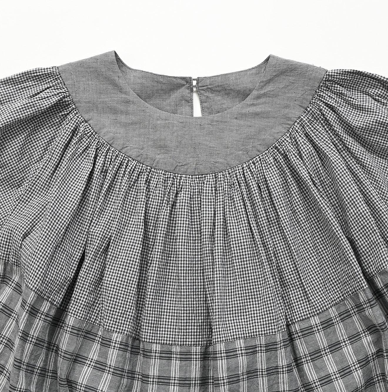 Tsuyukaze Khadi Mix Tuck Gathered Blouse