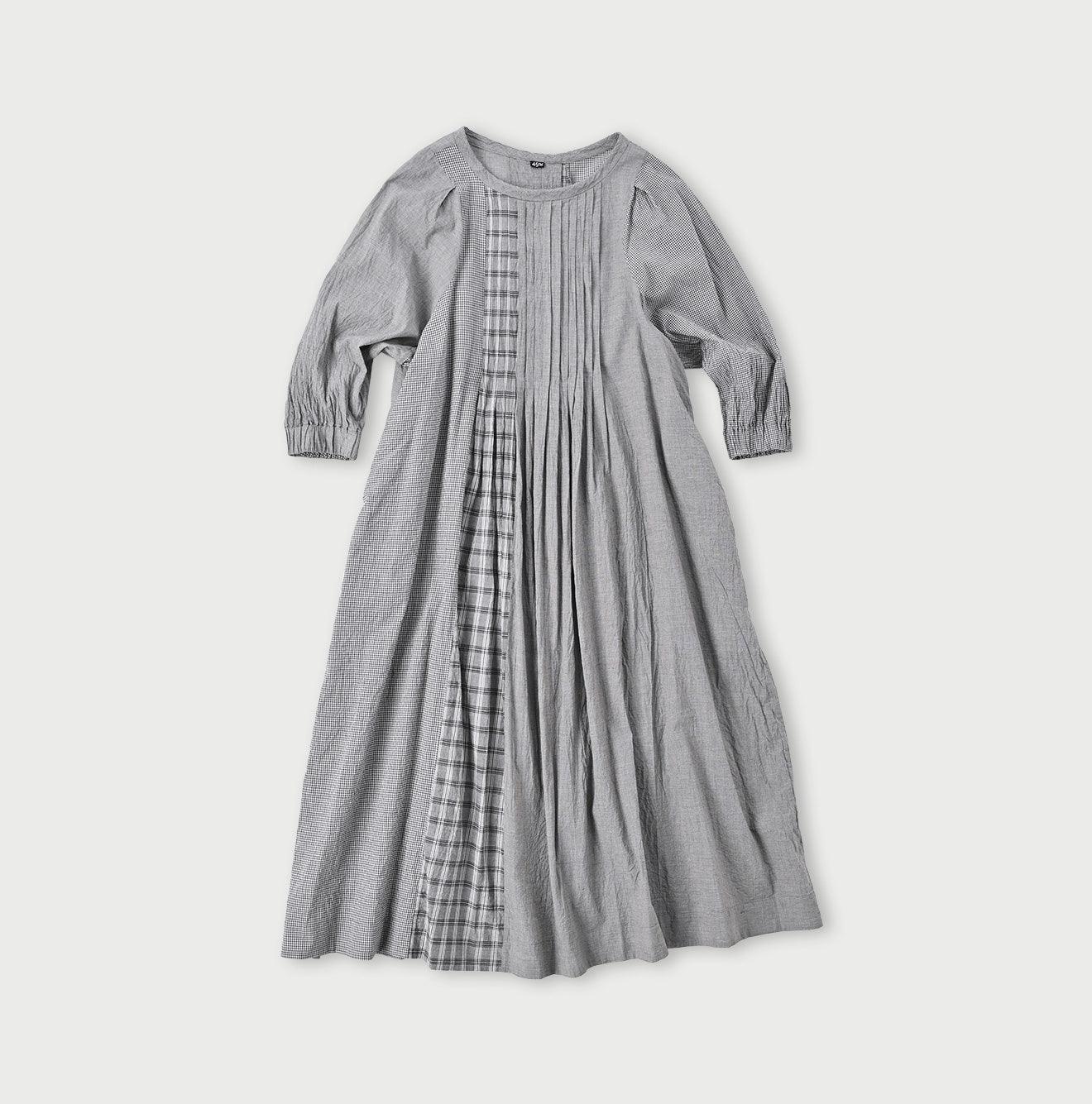 Tsuyukaze Khadi Mix Tuck Dress