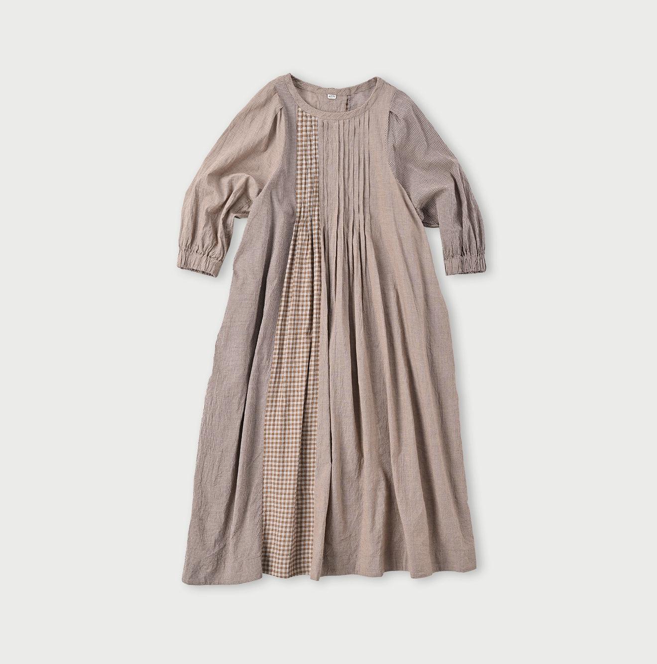 Tsuyukaze Khadi Mix Tuck Dress