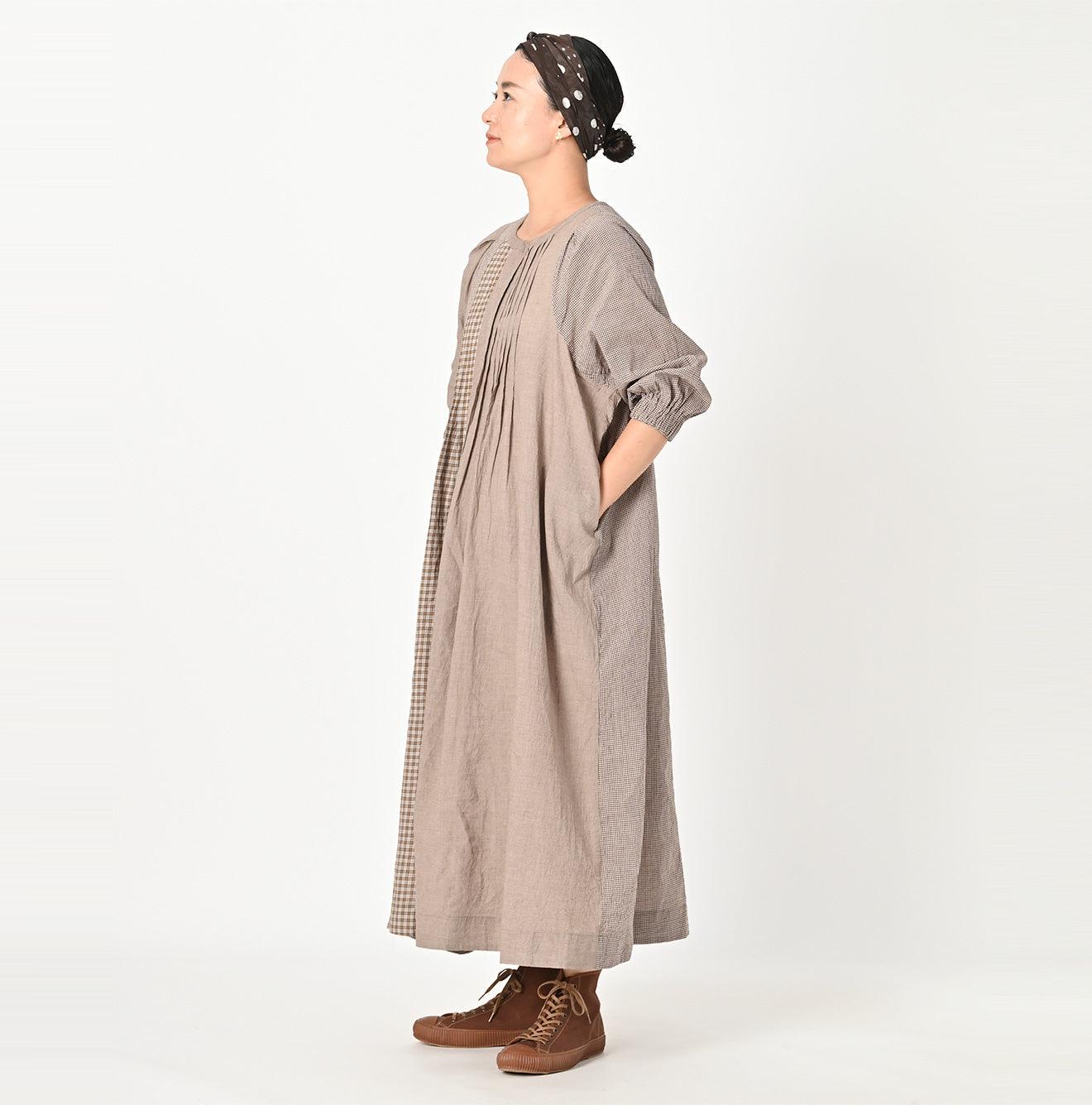 Tsuyukaze Khadi Mix Tuck Dress