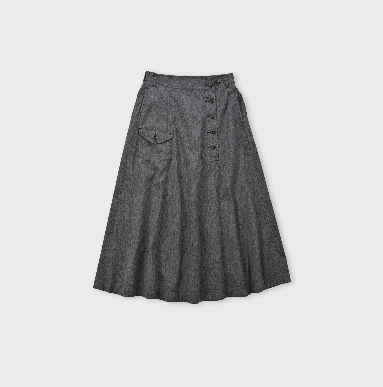 Indigo Yorimokuhira Flare Skirt
