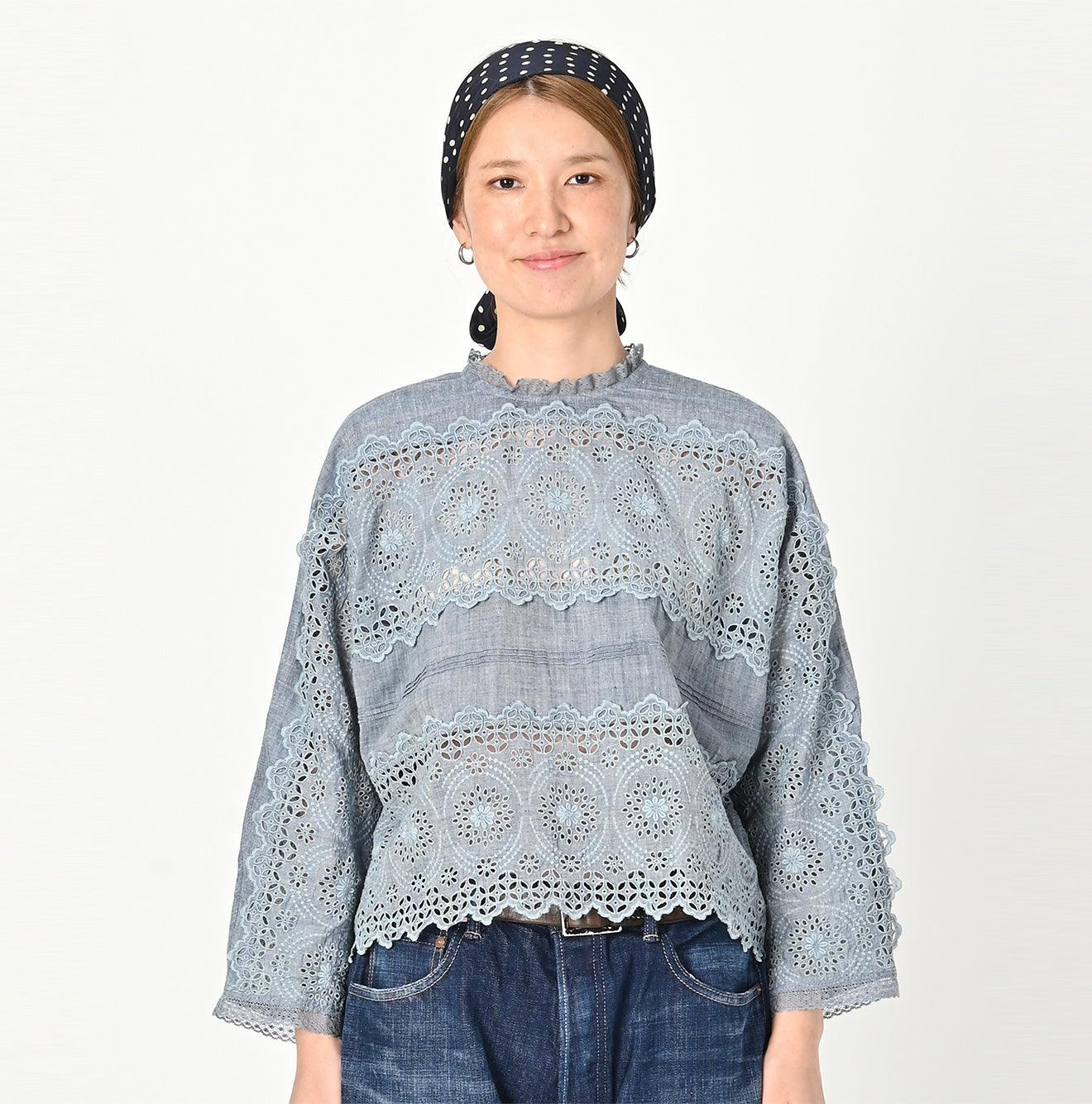 Ai Indigo Khadi de Cutwork Blouse